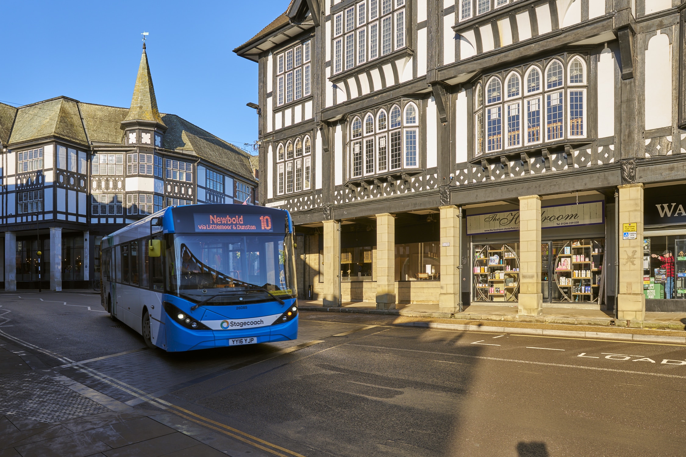 Bus Service Improvement Plan: a Stagecoach bus on a road in Chesterfield.