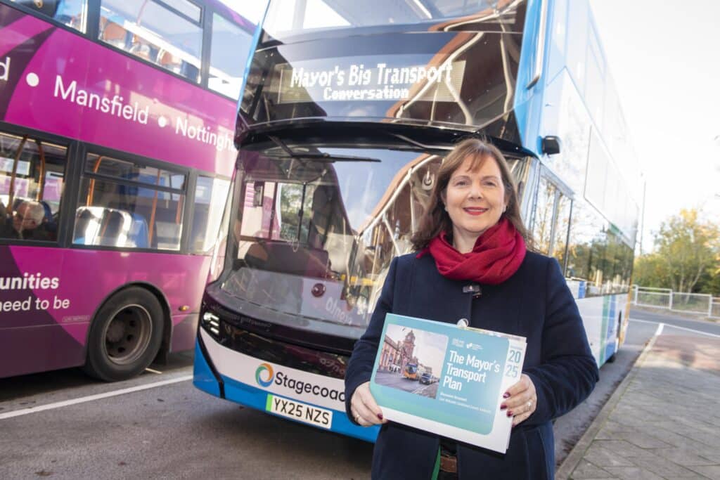 Mayor of the East Midlands, Claire Ward launches her Big Transport Conversation at Mansfield Bus Station.