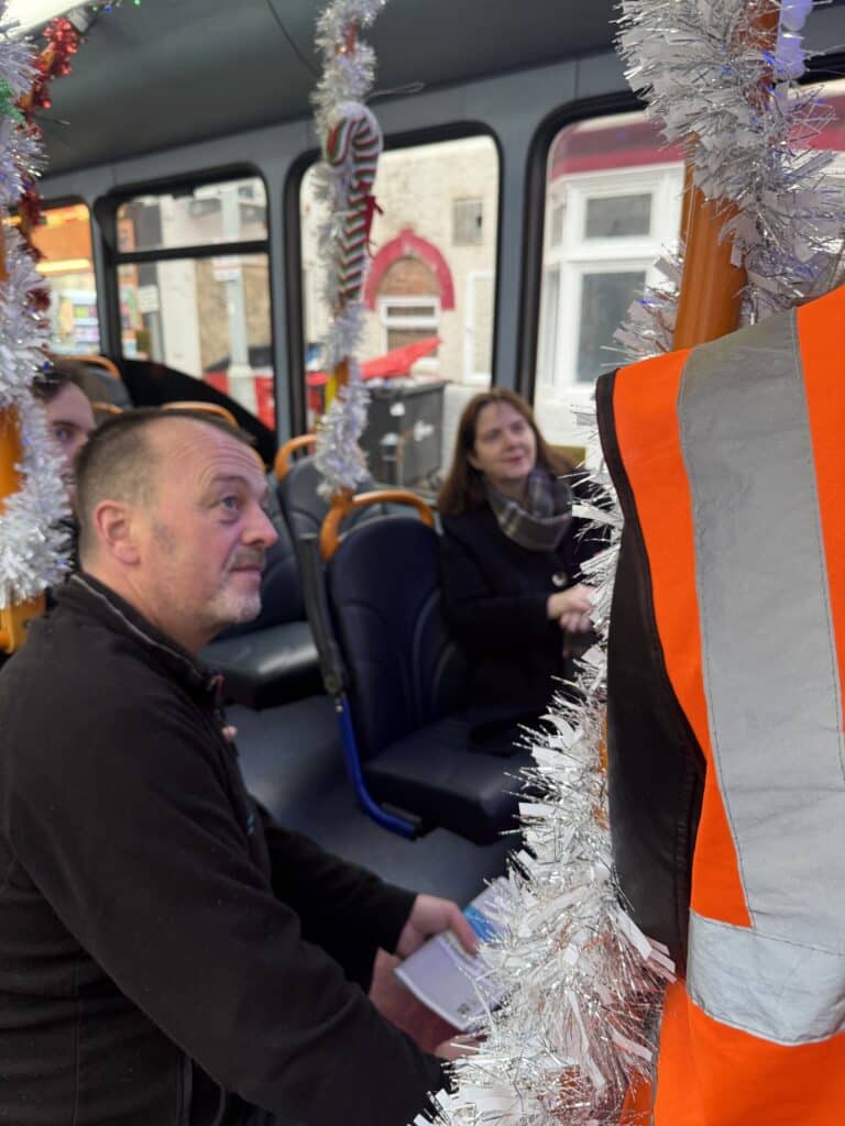 Mayor Claire Ward on the special bus to Clumber Park.
