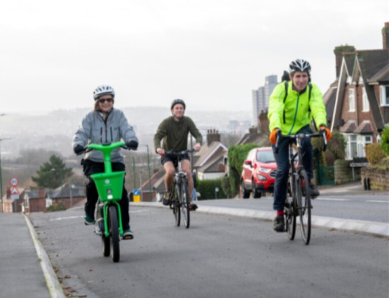 Cyclists test out the Active Travel improvements in Mapperley.
