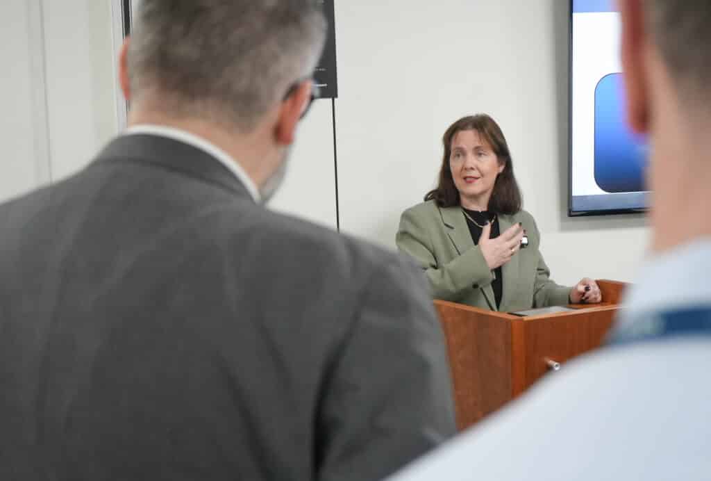 Mayor Claire Ward at the launch of the Midlands Defence and Security Blueprint.