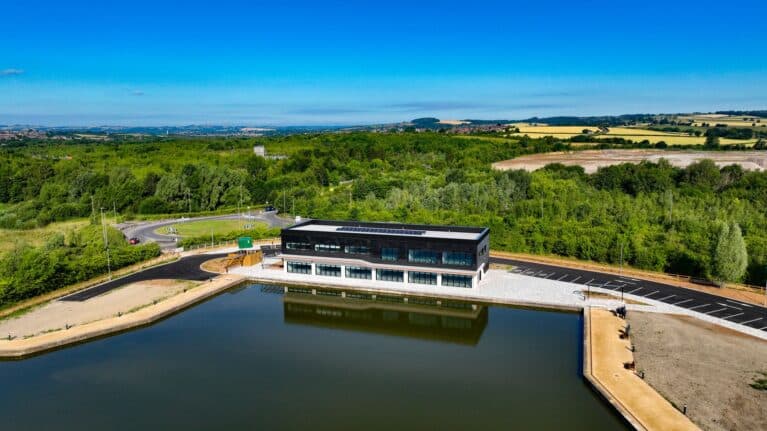 Drone shot of the Moorings which will be enhanced using funding from EMCCA.