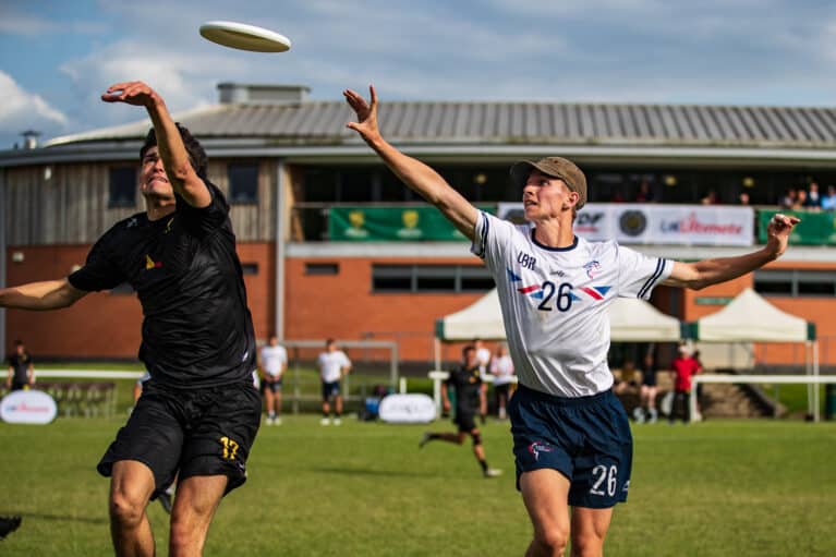 GB players at an international Ultimate event at the University of Nottingham in 2023. Picture: Carl Mardell, @ultimatepaparazzo