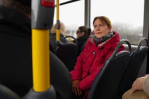 Mayor Claire on the 61 bus to Buxton
