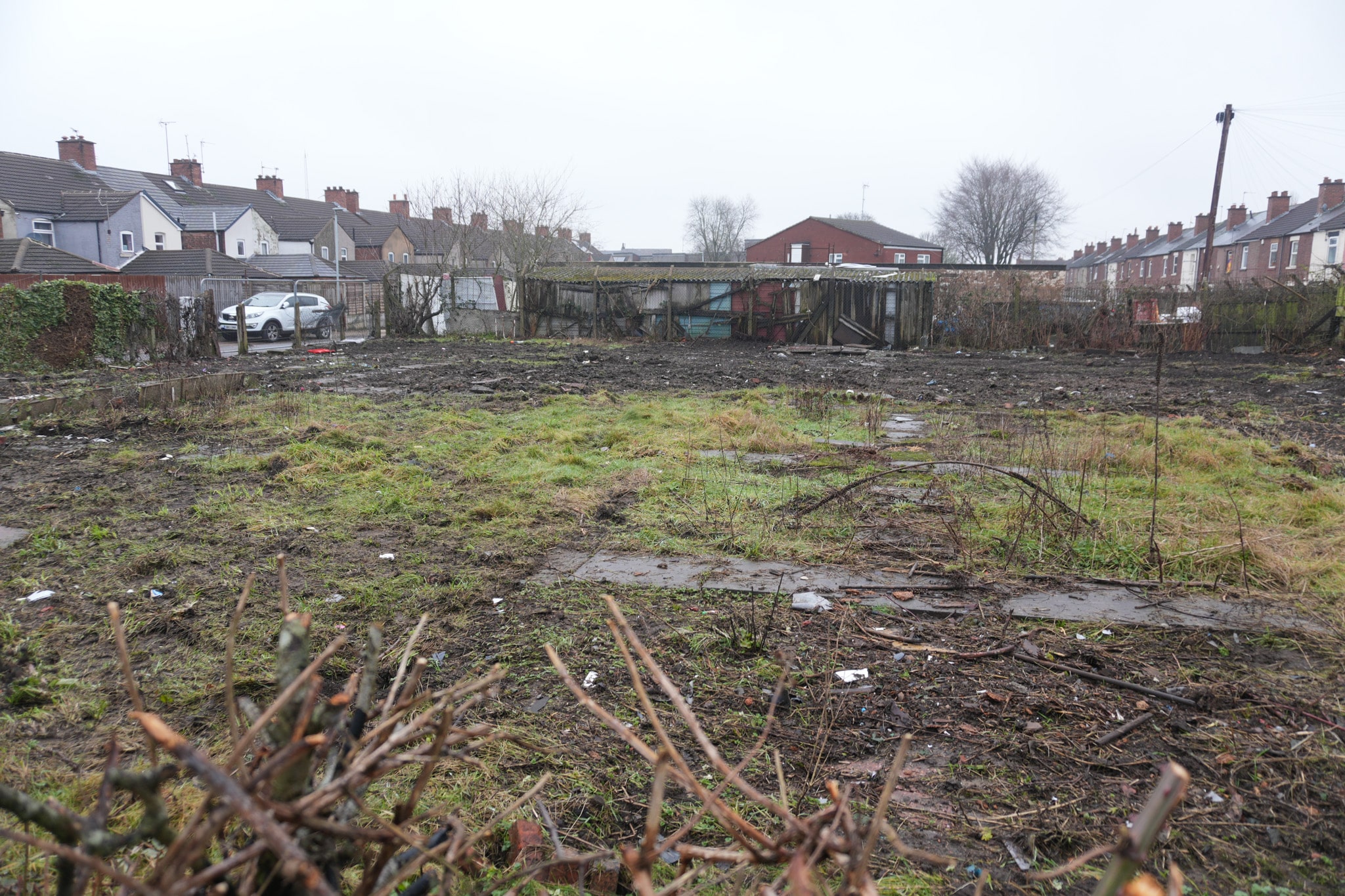 The cleared allotment site.