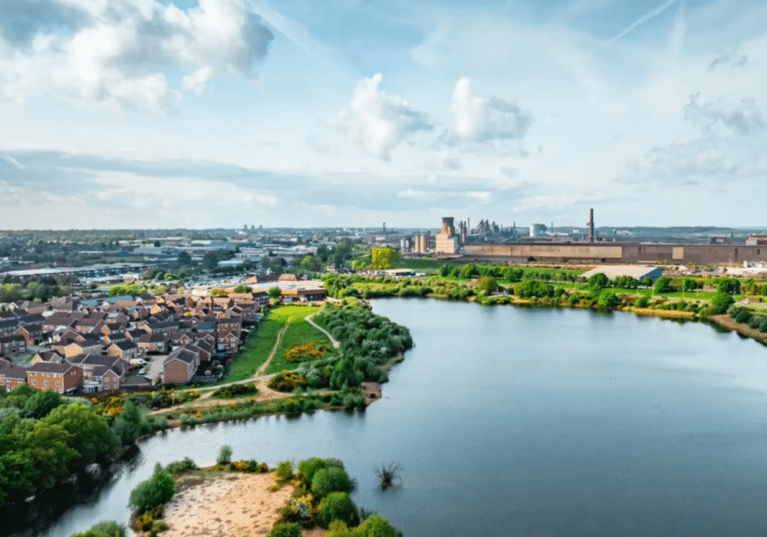 Aerial shot of the area where the proposed hydrogen pipeline will go