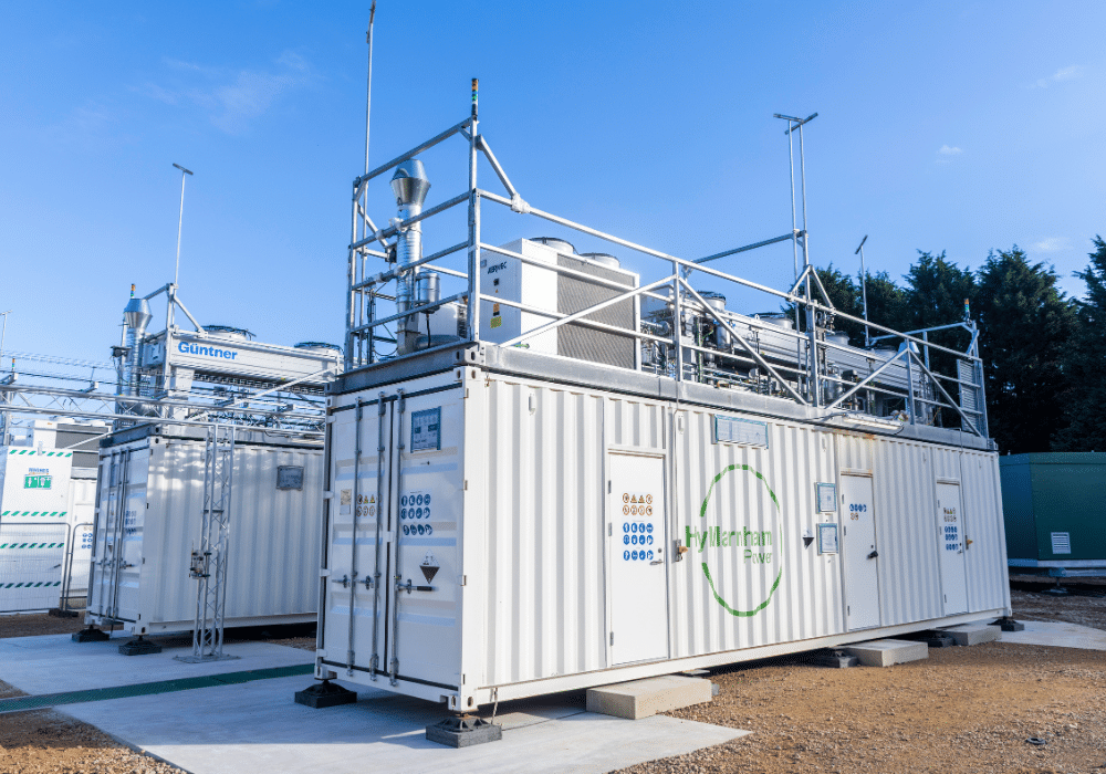 Hydrogen production facility at High Marnham, part of the East Midlands' drive for clean energy, including solar.