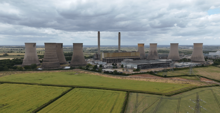 A drone shot showing the former coal-fired power station at West Burton. The will be transformed into the STEP Fusion prototype power plant.