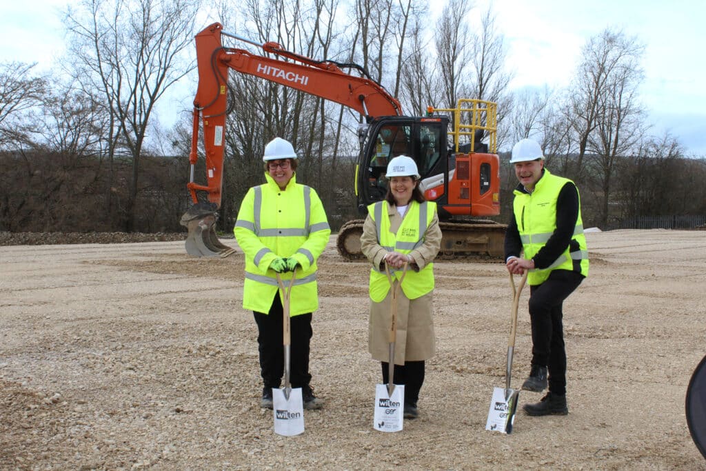 From left, Coun Tricia Gilby, Mayor Claire Ward and Andrew Byrne at the Investment Zone site.