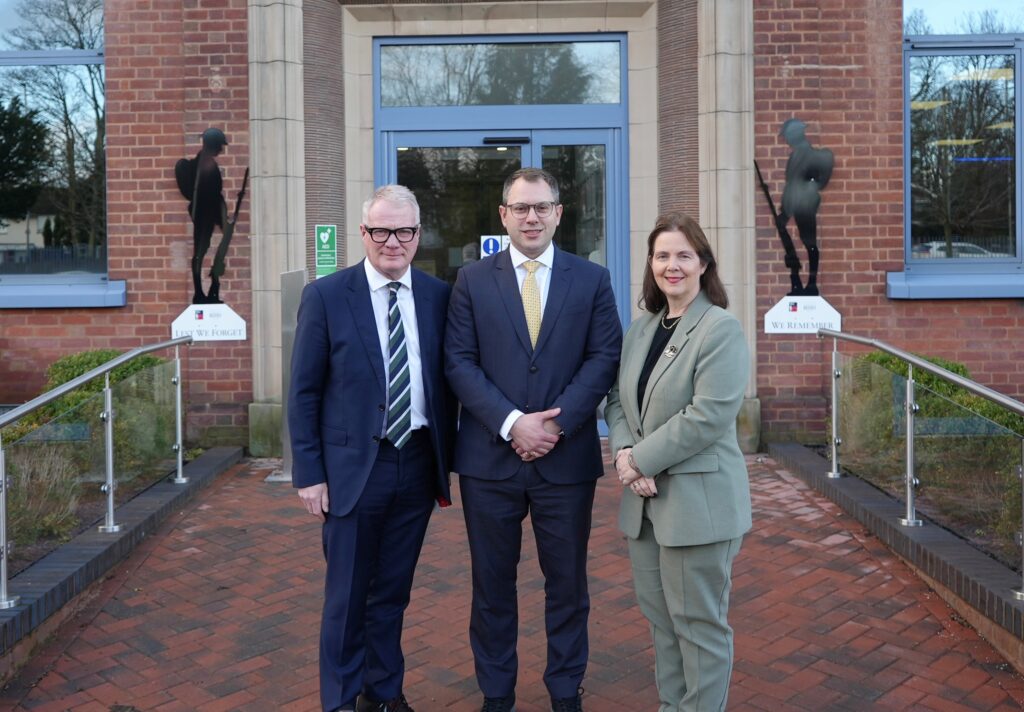 From left, Mayor Richard Parker and defence council co-chairs Chris Spicer and Mayor Claire Ward.