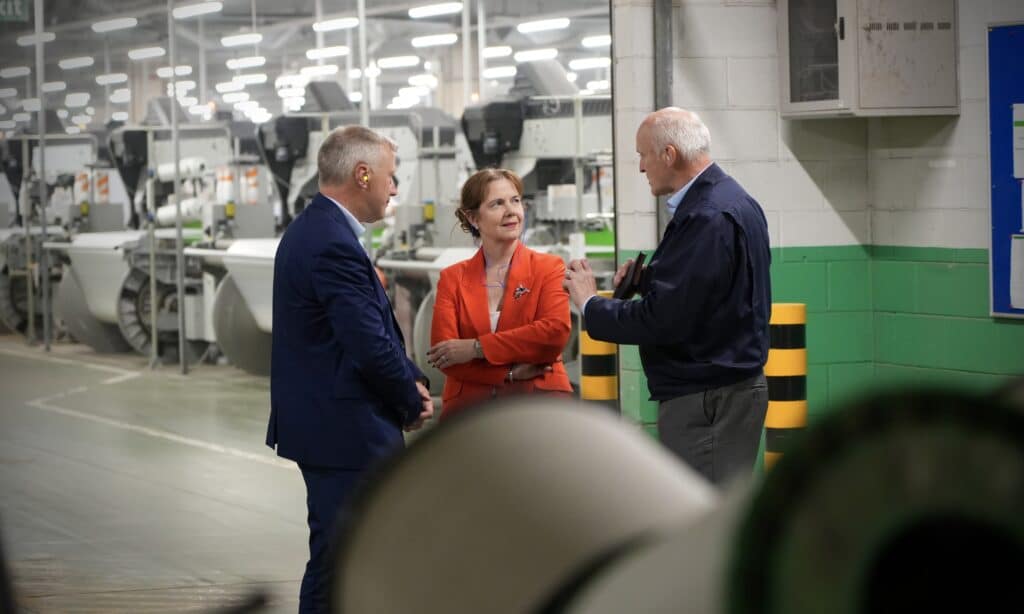 Mayor Claire learning about the Mansfield based factory.