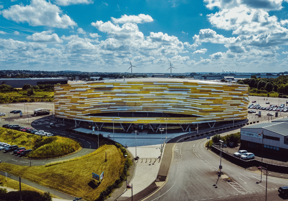 An aerial shot of Derby velodrome