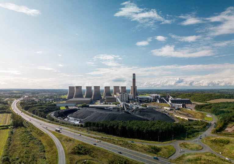 An aerial shot of Ratcliffe on soar power station