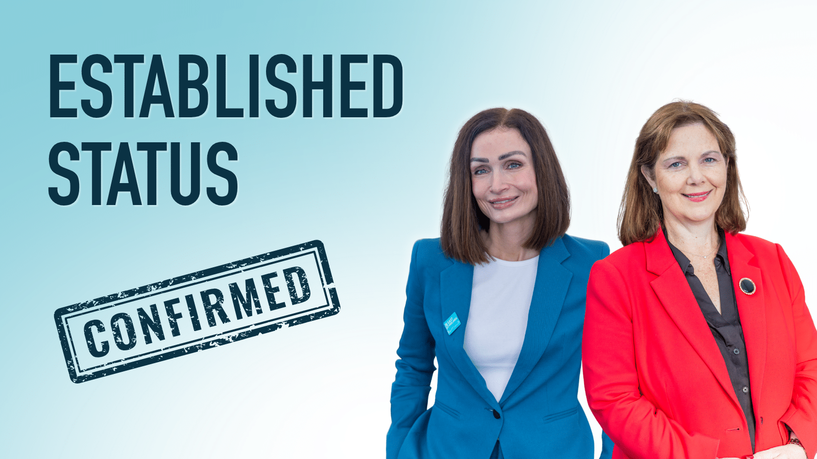 Chief Executive Officer Amy Harhoff (left) and Mayor of the East Midlands Claire Ward (right) welcome Established Status for EMCCA