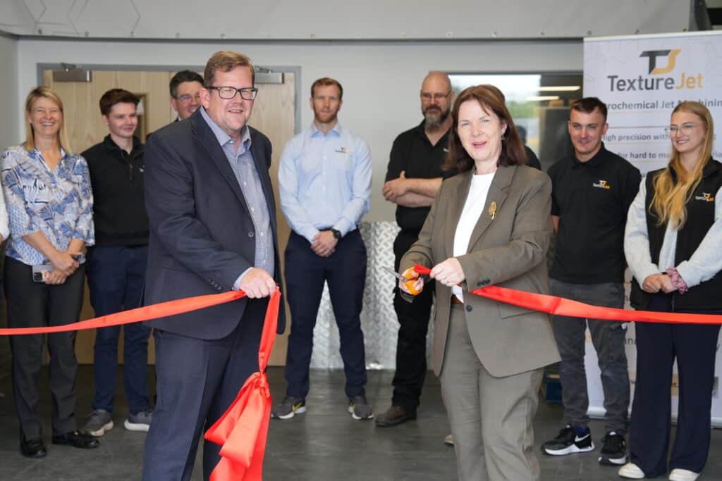 Mayor Claire with TextureJet colleagues at the opening of their new company headquarters