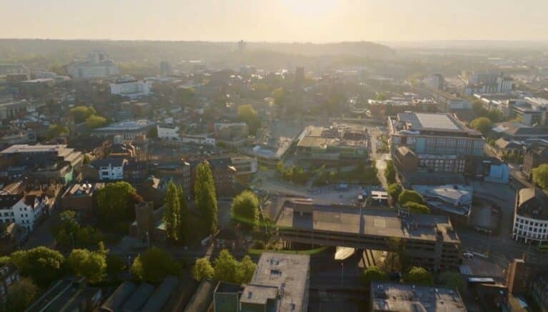 Aerial view of Nottingham City centre
