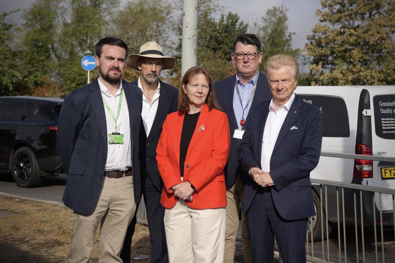 Mayor Claire and regional partners near the A46 in Newark