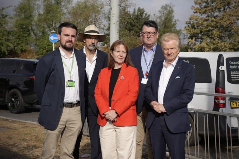 Mayor Claire and regional partners near the A46 in Newark