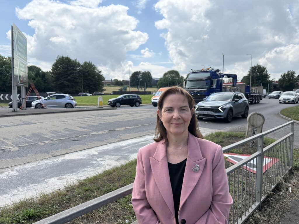 Mayor of the East Midlands, Claire Ward at the A38 Markeaton Island. The Mayor has launched a campaign to protect the under-threat road schemes.