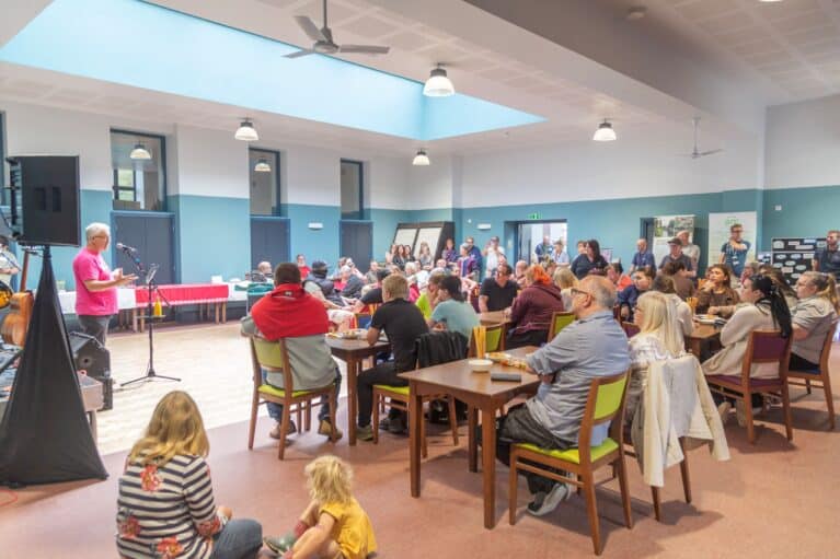 Residents celebrate the opening of the Barrow Hill Community Hub