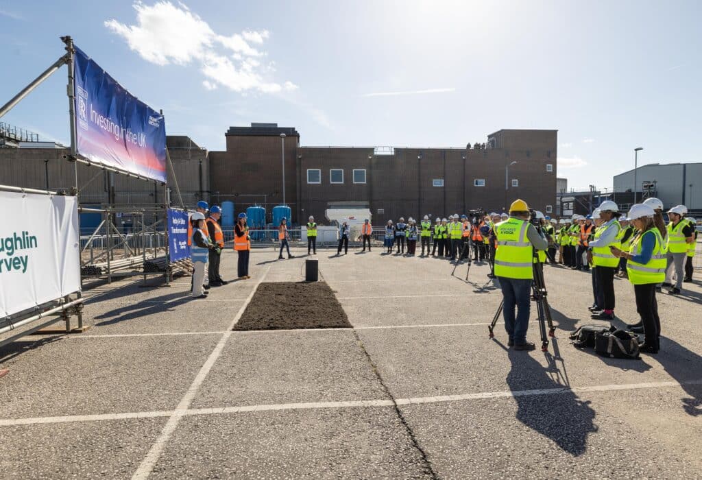 Guests and media gather for the investment announcement at Rolls-Royce.