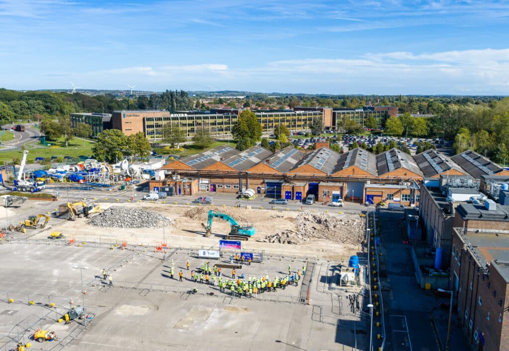 An aerial view of the development site at Rolls-Royce in Derby.