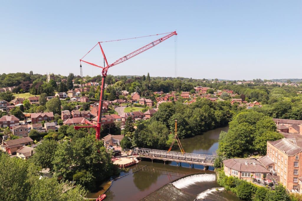 Darley Abbey Bridge being craned into place.