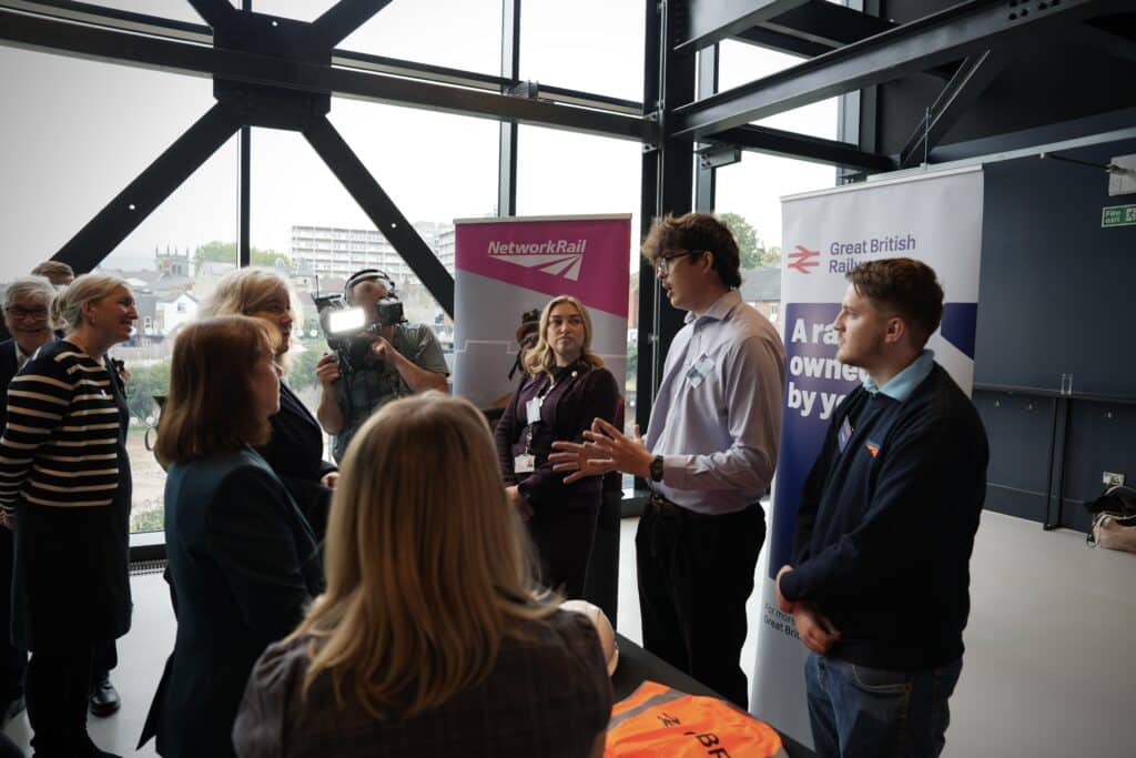 Mayor Claire hears more about the apprentices scheme at the launch event.