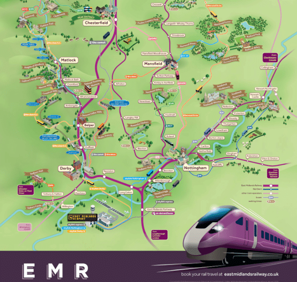 East Midlands Railway and the East Midlands Combined County Authority have launched a new tourism map;
