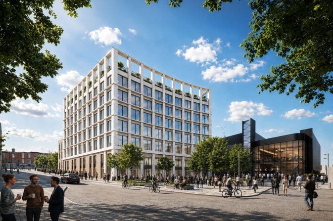 An artist's impression of the office building planned for Springwell Square which will become the home of Great British Railways.