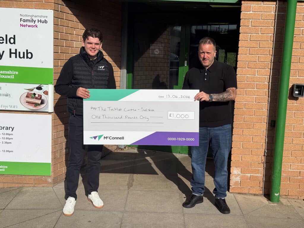 McConnell awarded £1,000 to The Tin Hat Centre in Selston, Nottinghamshire.