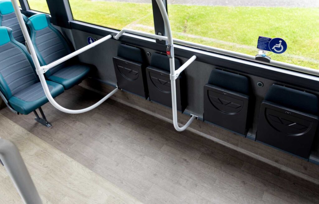 The new electric buses feature including two wheelchair bays and a lighter, natural looking internal wooden floor,
